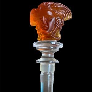 Versace Wine Bottle Frosted Amber Medusa Head Lead Crystal Stopper